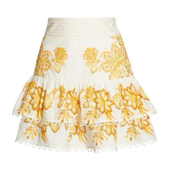 FARM Rio Dresses & Skirts - Farm Rio Aura Floral Ruffled Cotton Miniskirt